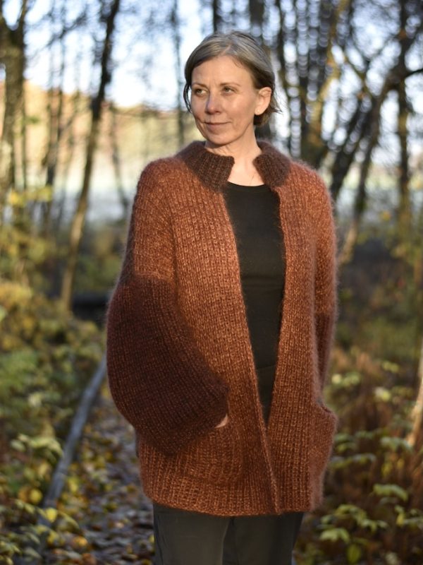 Patentstickad jacka i Langyarns Mohair Luxe Patentstickad jacka i Langyarns Mohair Luxe