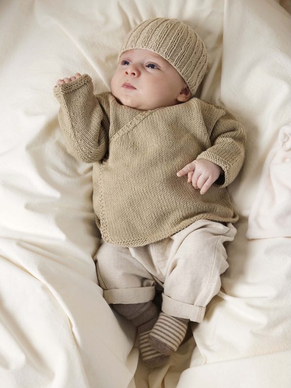 stickat omlottjacka Langyarns Baby Cotton