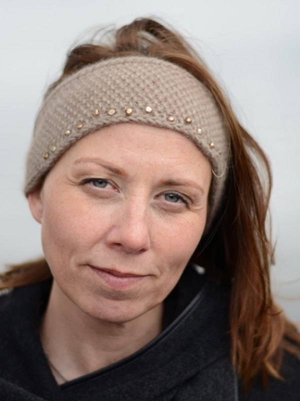 Cashmere headband stickat pannband i cashmere