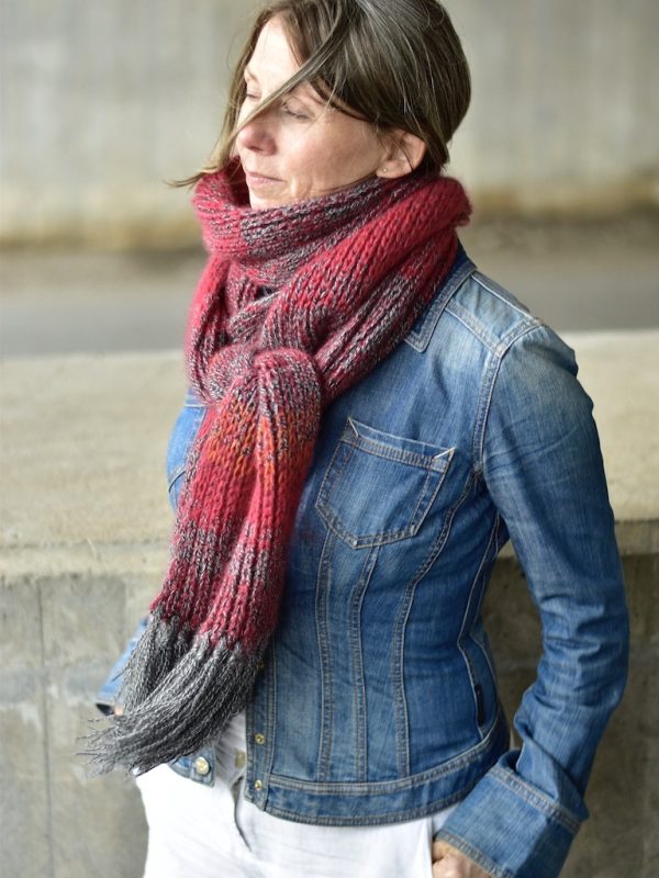 tranquilityscarf GarnTua design Cashmerehalsduk med fransar